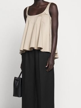 Club Monaco Gold/Tan Trapeze/Peplum/Ruffle/Swing-hem Top (Size S)